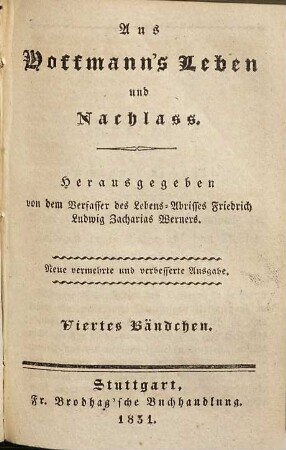 Aus Hoffmann's Leben und Nachlass, Viertes Bändchen
