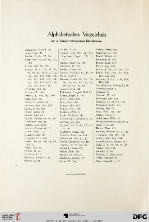 Alphabetisches Verzeichnis der im Katalog vorkommenden Künstlernamen