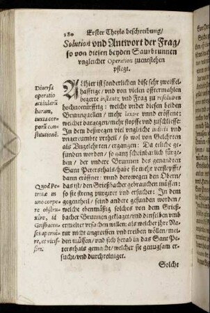 Solution und Antwort der Frag/ so von diesen beyden Saurbrunnen ungleicher Operation zuentstehen pflegt.