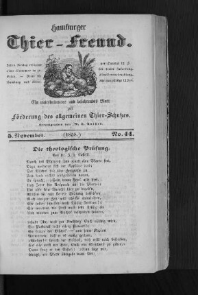 Hamburger Thier-Freund. 5. November. (1858.) No. 44.