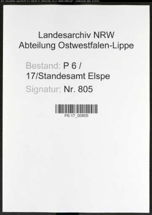 Sterberegister Standesamt Elspe