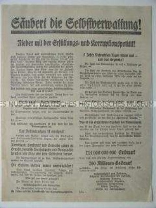NSDAP-Wahlflugblatt über falsche Gemeindepolitik