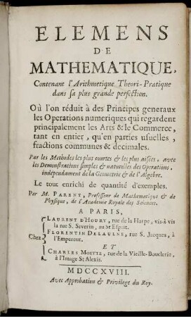 Hauptbd.: Élémens de Mathématique. Hauptbd.