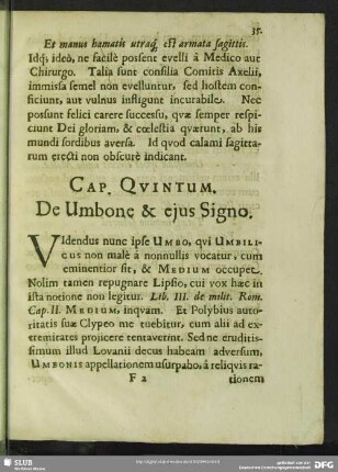 Cap. Quintum. De Umbone & ejus Signo