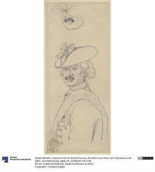 Leopold Fürst von Anhalt-Dessau, Brustbild nach links mit Ordensband und Stern. Durchzeichnung