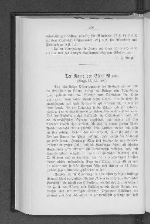 Der Name der Stadt Altona. : (Vergl. II, 33. 108.)