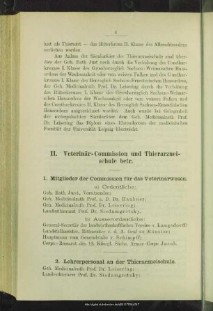 II. Bericht über die Veterinär-Commission und Königliche Thierarzneischule
