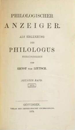Philologischer Anzeiger. 9, 9. 1878