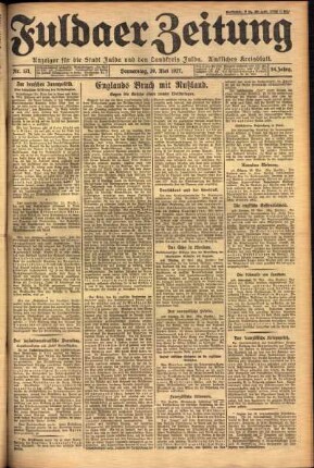 Erste Ausgabe vom Donnerstag, den 26. Mai 1927.