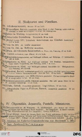 III. Skulpturen und Plastiken (Nr. 351-367)