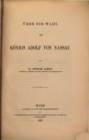 Über die Wahl des Königs Adolf von Nassau