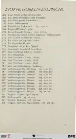 Stoffe, Gobelins, Teppiche (Nr. 364-395)