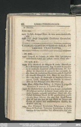 Codices Controversias Relig. In Genere Tractantes.