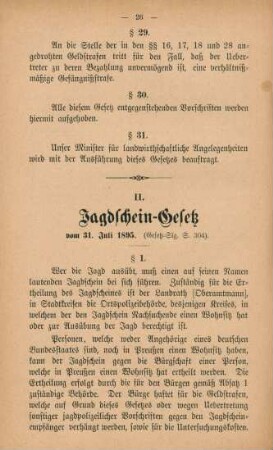 II. Jagdschein-Gesetz