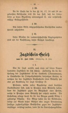 II. Jagdschein-Gesetz
