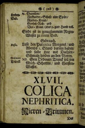 XLVII. Colica nephritica. Nieren-Grimmen. - XLVIII. Renum Ulcus. Nieren-Beschwär.