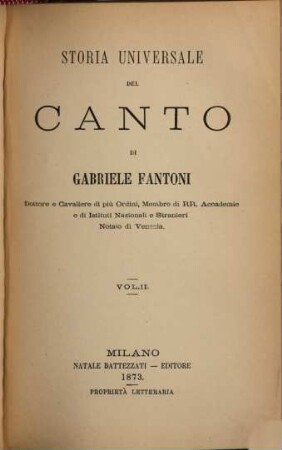 Storia universale del canto, 2
