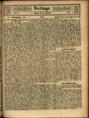 Zweite Ausgabe vom Sonntag, den 26. September 1920.