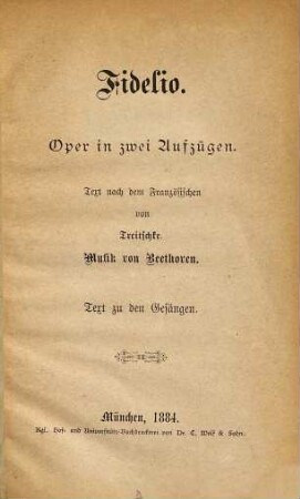 Fidelio : Oper in zwei Aufzügen