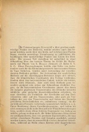 Untersuchungen über die merkwürdigen Punkte und Linien des Dreiecks