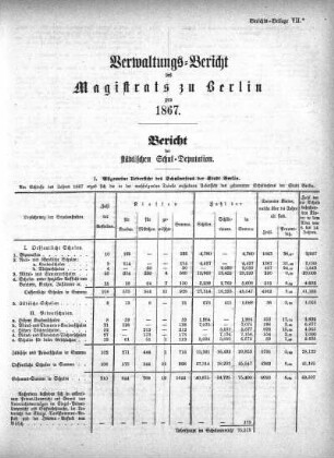 Bericht der städtischen Schul-Deputation