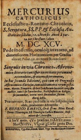 Mercurius Catholicus Ecclesiastico-Romano-Chronicus
