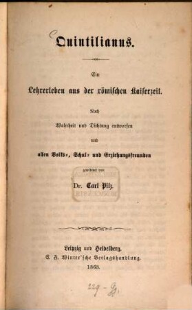 Quintilianus : ein Lehrerleben aus der römischen Kaiserzeit