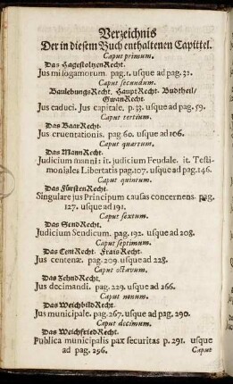Verzeichnis Der in diesem Buch enthaltenen Capittel.