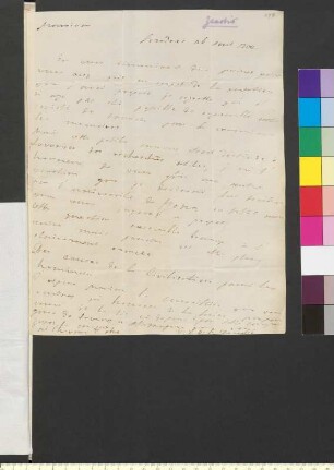 Brief von Zenobio, Alvise Luigi Conte di an Goethe, Johann Wolfgang von