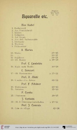 Aquarelle etc. (Nr. 1-80)