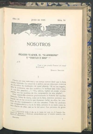 Ricardo Wagner, el "Wagnerismo" y "Tristan e Iseo"