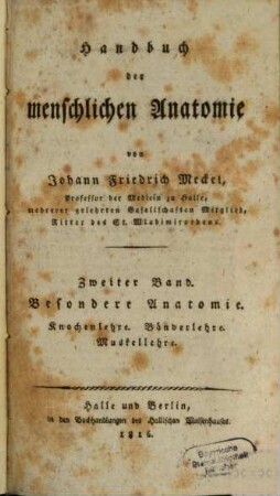 Handbuch der menschlichen Anatomie, 2. Besondere Anatomie