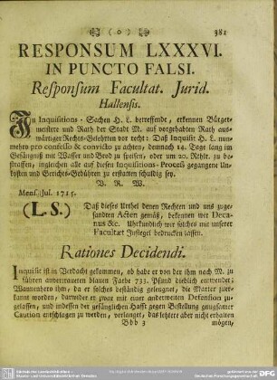 Responsum LXXXVI. In Puncto Falsi