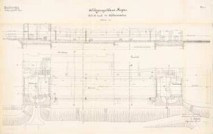 Schleppzugschleuse, Rogau: Grundriss, Schnitt 1:100