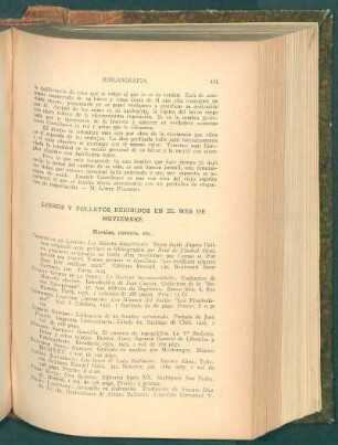 Libros y folletos recibidos en el mes de Noviembre