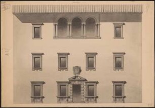 Palazzo Quiqui (?), Siena (Für Veröffentlichung Palastarchitektur Italiens): Fassadenteilansicht