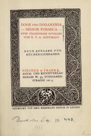 Doge und Dogaressa - Signor Formica : zwei italienische Novellen