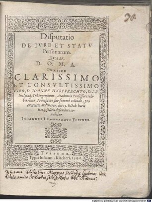 Disp. de iure et statu personarum