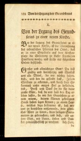 X. Von der Legung des Grundsteins zu einer neuen Kirche