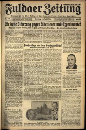 Erste Ausgabe vom Sonntag, den 24. Juli 1932.