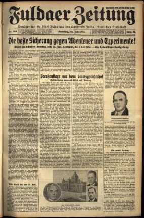 Erste Ausgabe vom Sonntag, den 24. Juli 1932.