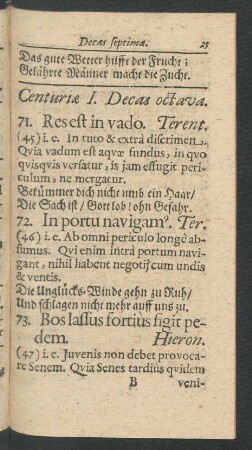 Centuriae I. Decas octava.