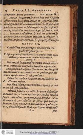 CAPUT III. [Argumenta pro Vnica Norma, Scriptura]