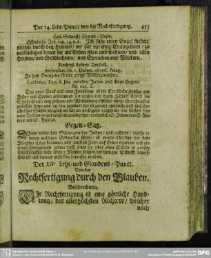 Der XIV. Lehr- und Glaubens-Punct. Von der Rechtfertigung durch den Glauben
