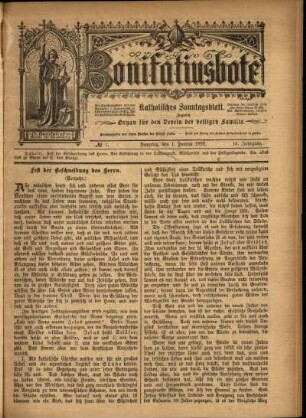 Erste Ausgabe vom Sonntag, den 01. Januar 1899.