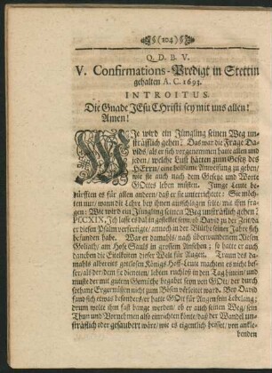 V. Confirmations-Predigt