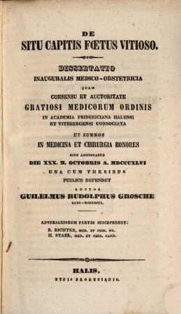 De situ capitis foetus vitioso