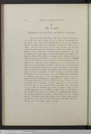 18. 1882. 23. April. Trinkspruch bei der Feier von Königs Geburtstag