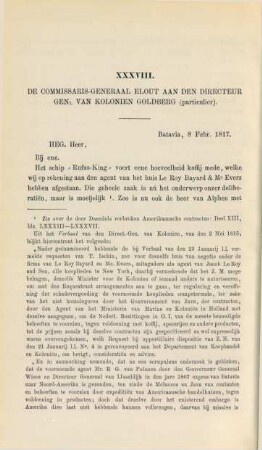 XXXVIII. De commissaris-generaal Elout aan den directeur genl. van kolonien Goldberg (particulier)