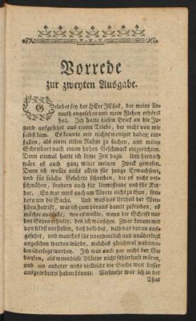 Vorrede zur zweyten Ausgabe